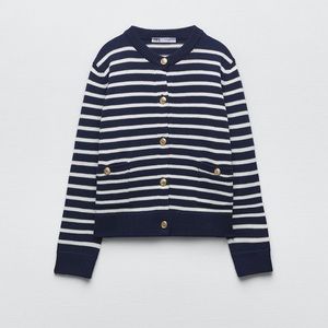 Zara Striped Blue and White Knit Sweater
